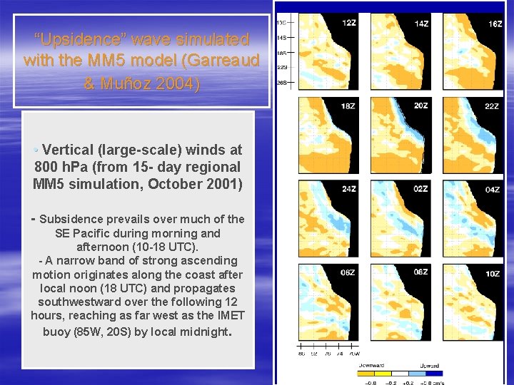 “Upsidence” wave simulated with the MM 5 model (Garreaud & Muñoz 2004) • Vertical “Upsidence” wave simulated with the MM 5 model (Garreaud & Muñoz 2004) • Vertical