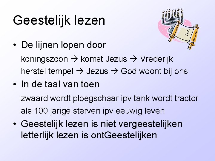 Geestelijk lezen • De lijnen lopen door koningszoon komst Jezus Vrederijk herstel tempel Jezus