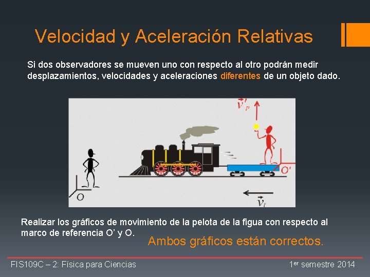 Velocidad y Aceleración Relativas Si dos observadores se mueven uno con respecto al otro