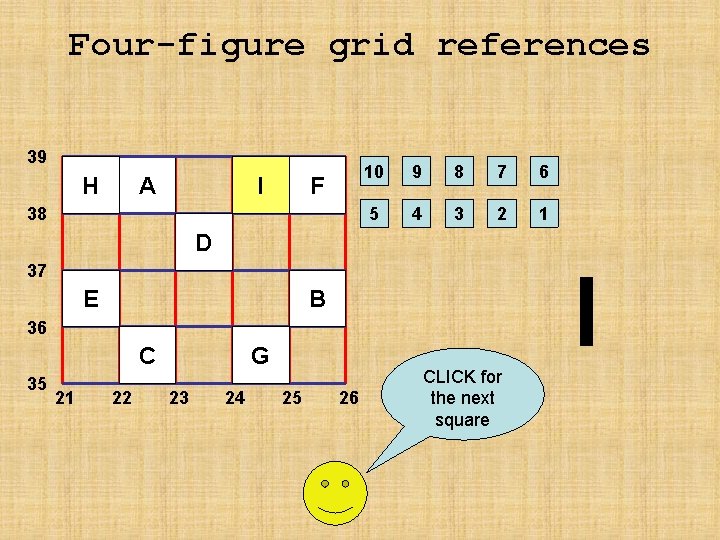 Four-figure grid references 39 H A I F 38 10 9 8 7 6