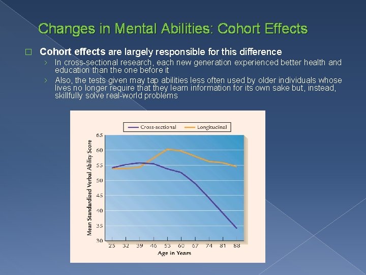 Changes in Mental Abilities: Cohort Effects � Cohort effects are largely responsible for this