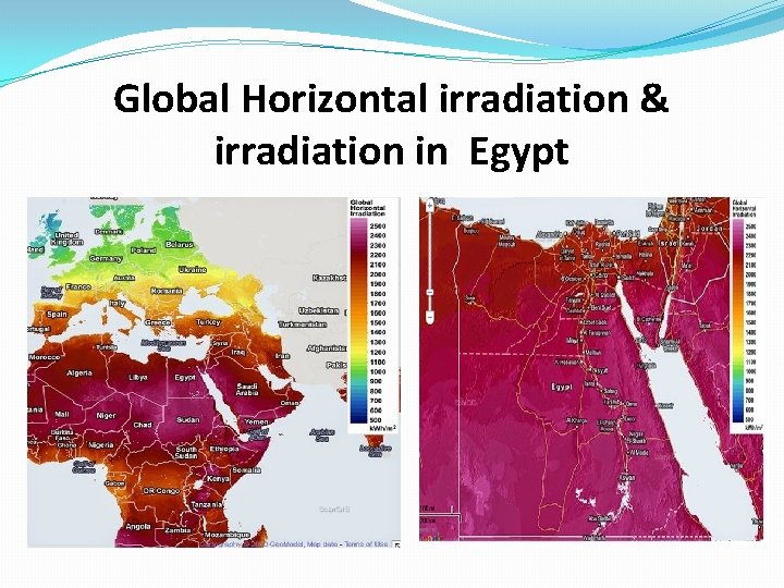 Global Horizontal irradiation & irradiation in Egypt 