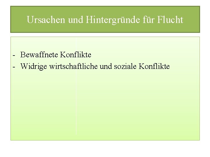 Ursachen und Hintergründe für Flucht - Bewaffnete Konflikte - Widrige wirtschaftliche und soziale Konflikte