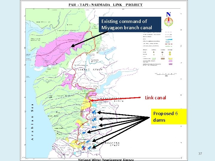 Existing command of Miyagaon branch canal Sardar Sarovar Ukai Link canal Proposed 6 Initially