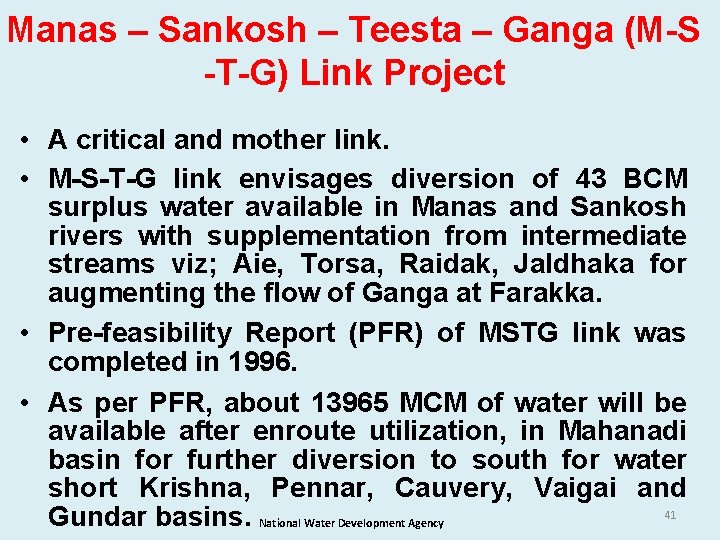 Manas – Sankosh – Teesta – Ganga (M-S -T-G) Link Project • A critical