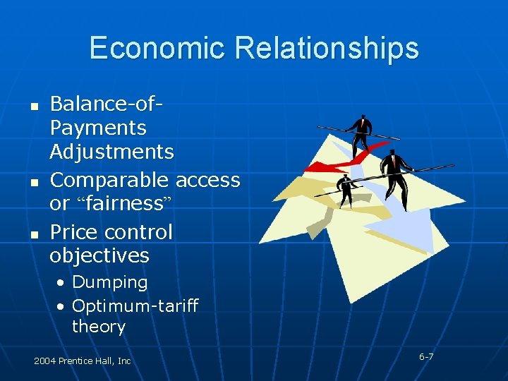 Economic Relationships n n n Balance-of. Payments Adjustments Comparable access or “fairness” Price control