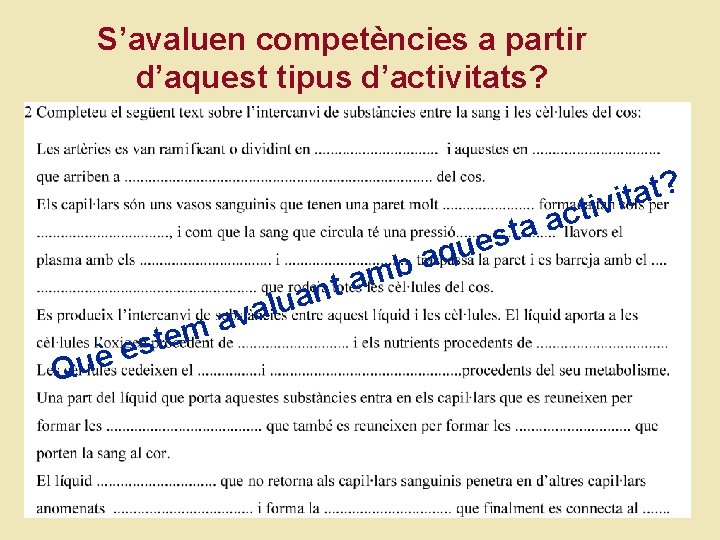 S’avaluen competències a partir d’aquest tipus d’activitats? b m a nt Qu è m