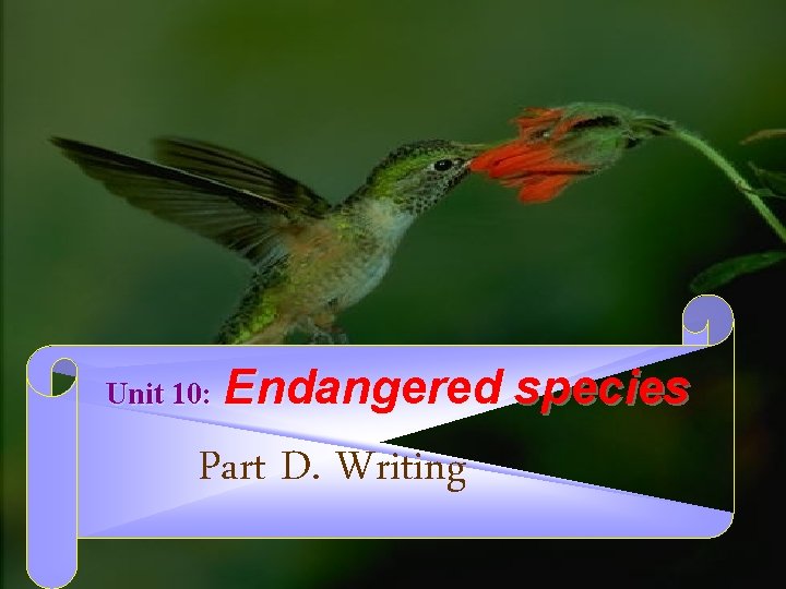 Unit 10: Endangered species Part D. Writing 