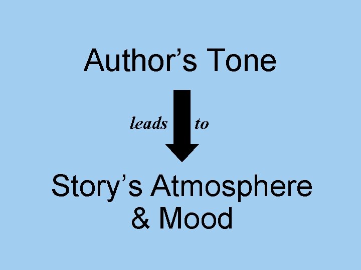 Author’s Tone leads to Story’s Atmosphere & Mood 