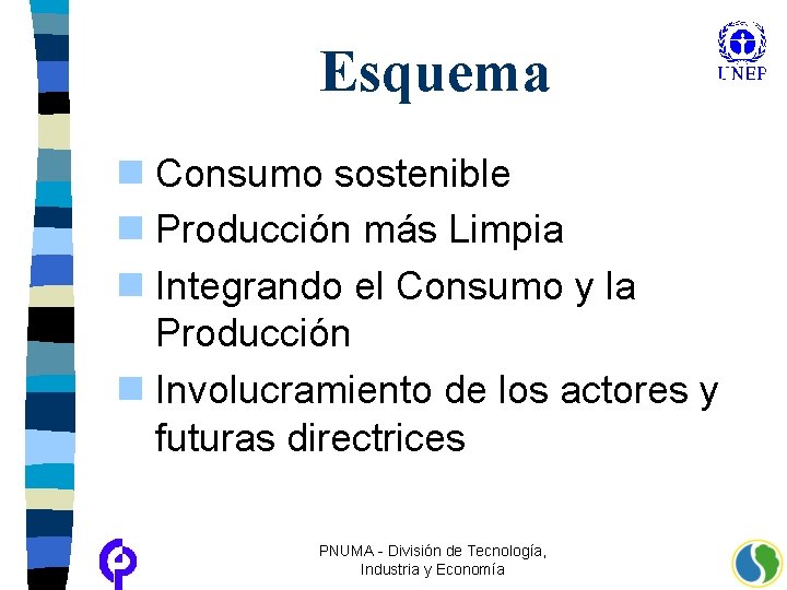 Esquema n Consumo sostenible n Producción más Limpia n Integrando el Consumo y la