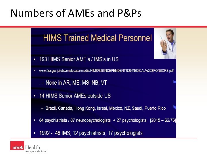 Numbers of AMEs and P&Ps 