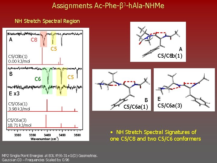 Assignments Ac-Phe-β 3 -h. Ala-NHMe NH Stretch Spectral Region A C 8 C 5