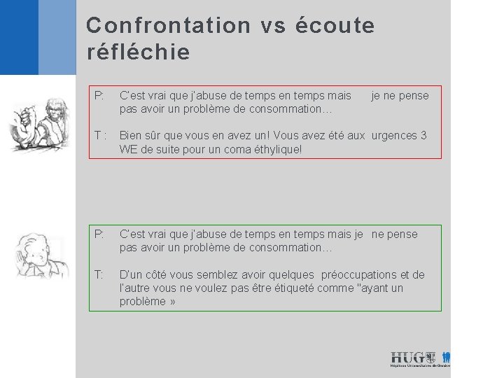 Confrontation vs écoute réfléchie P: C’est vrai que j’abuse de temps en temps mais