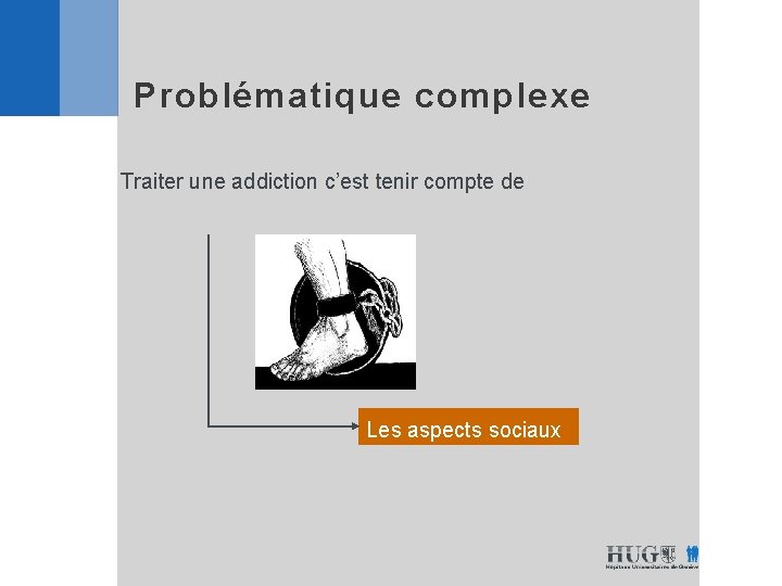 Problématique complexe Traiter une addiction c’est tenir compte de Les aspects sociaux 