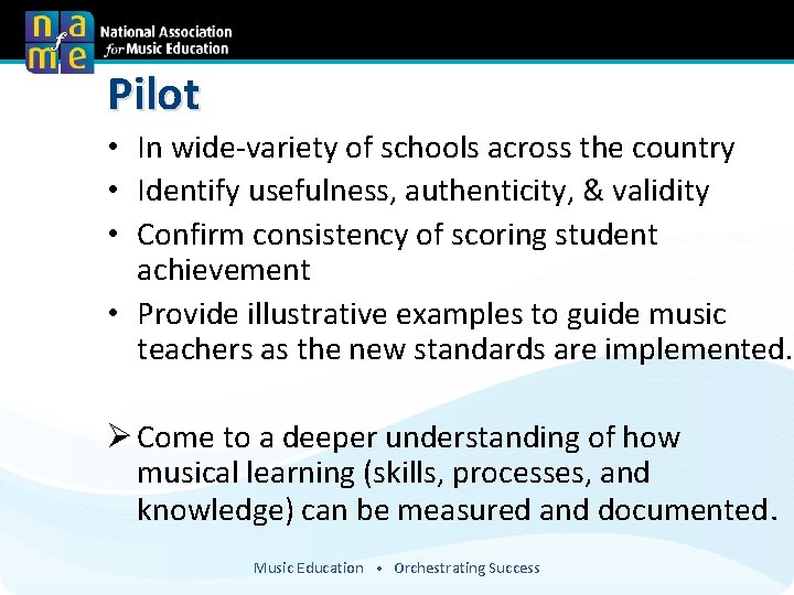 Pilot • In wide-variety of schools across the country • Identify usefulness, authenticity, &