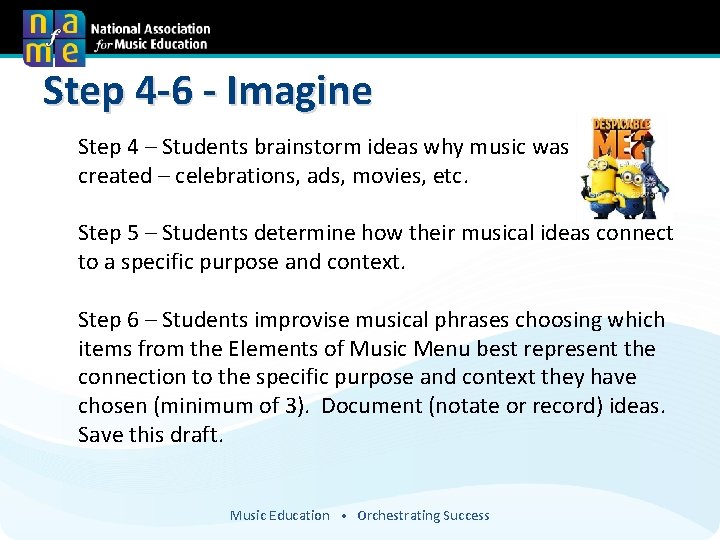 Step 4 -6 - Imagine Step 4 – Students brainstorm ideas why music was