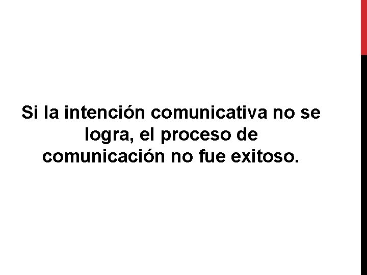 Si la intención comunicativa no se logra, el proceso de comunicación no fue exitoso.