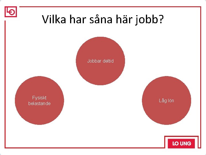 Vilka har såna här jobb? Jobbar deltid Fysiskt belastande Låg lön 