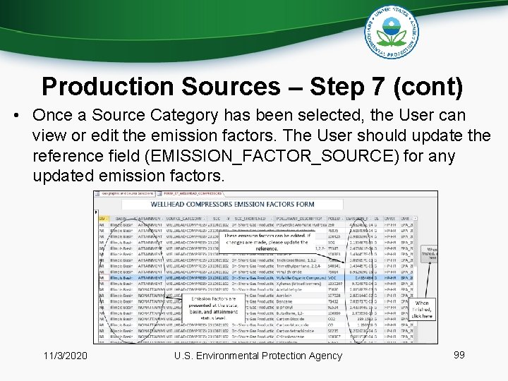 Production Sources – Step 7 (cont) • Once a Source Category has been selected,