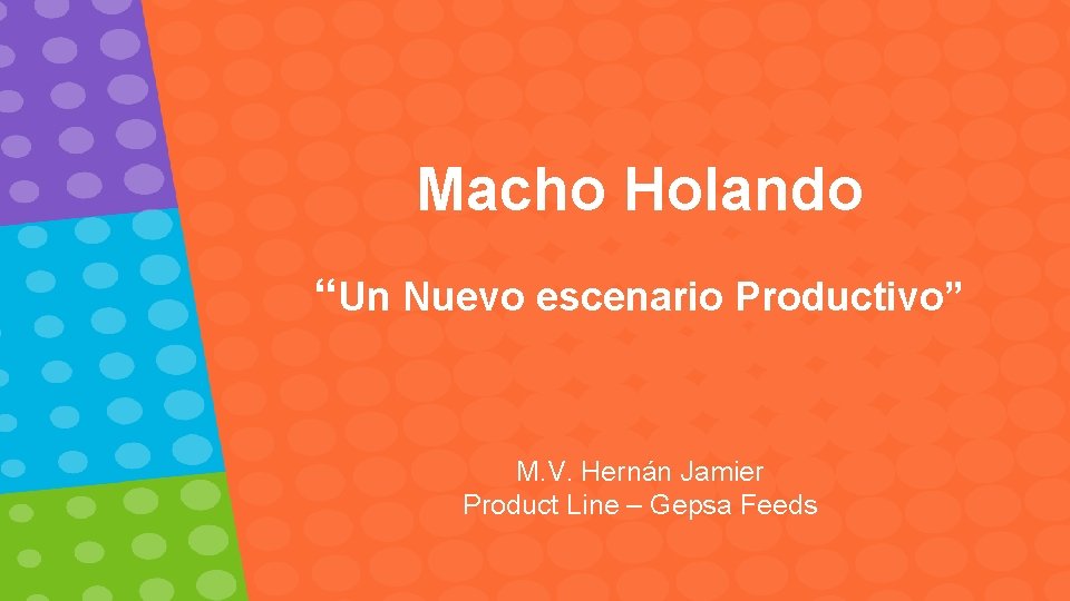 Macho Holando “Un Nuevo escenario Productivo” M. V. Hernán Jamier Product Line – Gepsa