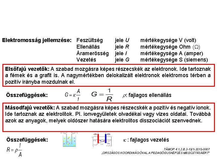 AZ ELEKTROMOS ÁRAM Elektromosság jellemzése: Feszültség Ellenállás Áramerősség Vezetés jele U jele R jele