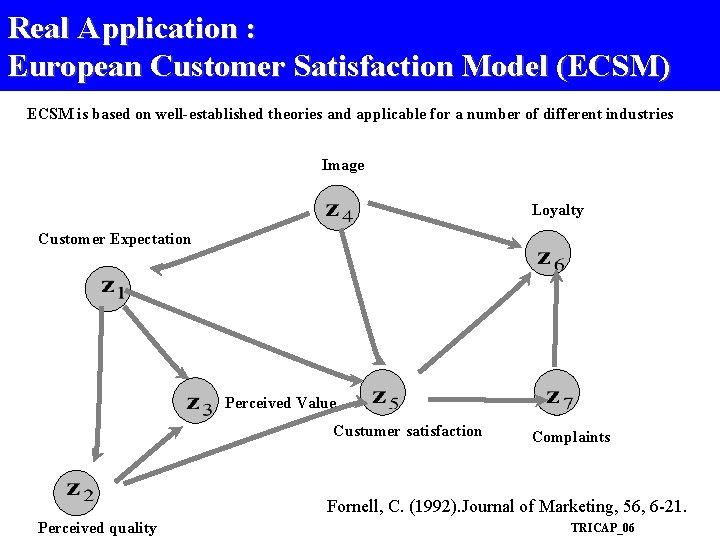 Real Application : European Customer Satisfaction Model (ECSM) ECSM is based on well-established theories