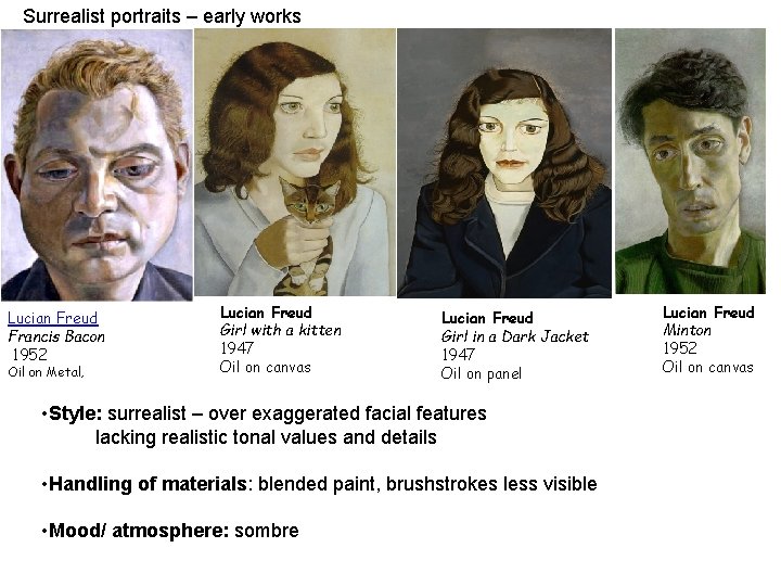 Surrealist portraits – early works Lucian Freud Francis Bacon 1952 Oil on Metal, Lucian