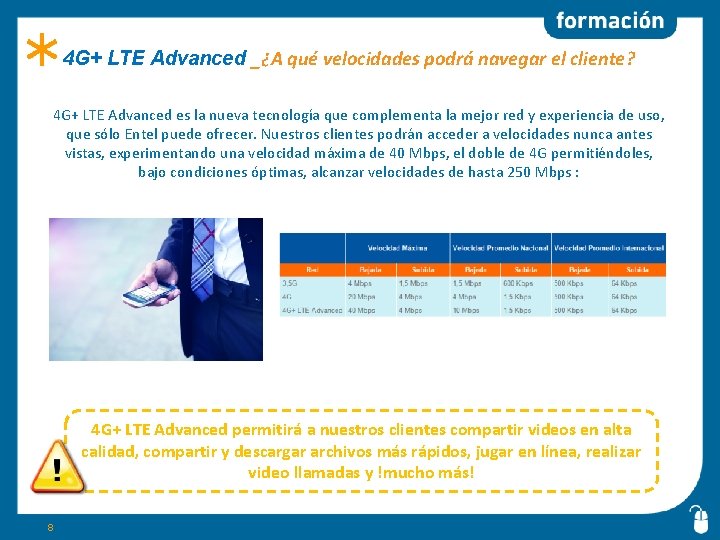 4 G+ LTE Advanced _¿A qué velocidades podrá navegar el cliente? 4 G+ LTE