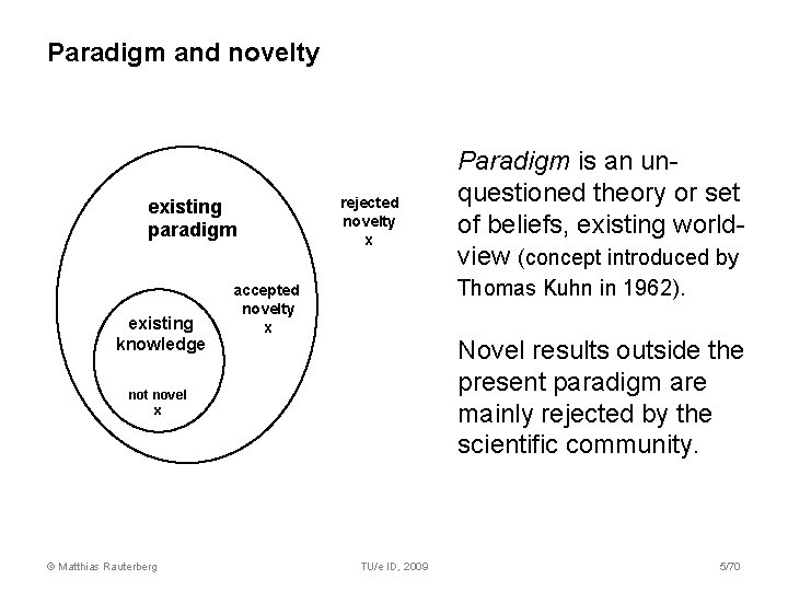 Paradigm and novelty existing paradigm existing knowledge rejected novelty x accepted novelty x Novel Paradigm and novelty existing paradigm existing knowledge rejected novelty x accepted novelty x Novel