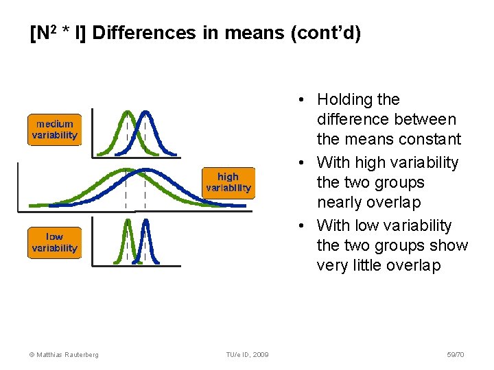 [N 2 * I] Differences in means (cont’d) • Holding the difference between the