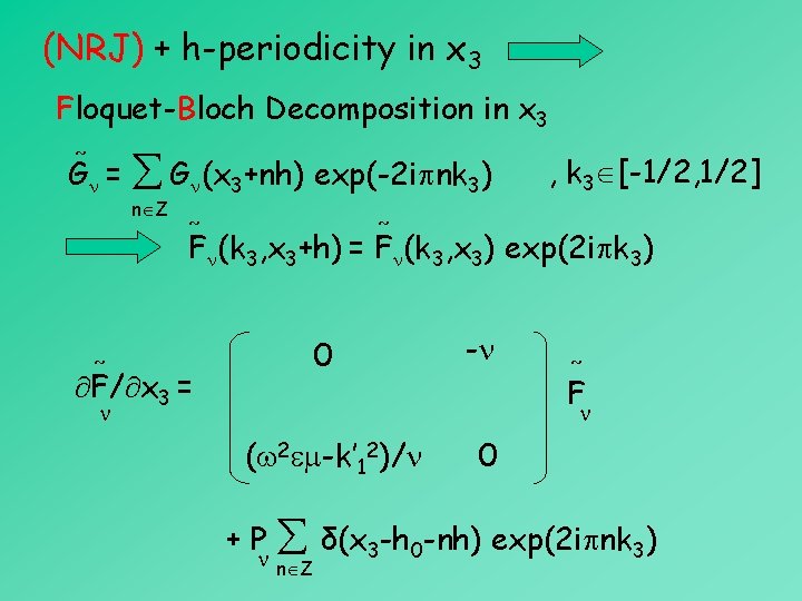 (NRJ) + h-periodicity in x 3 Floquet-Bloch Decomposition in x 3 G = G