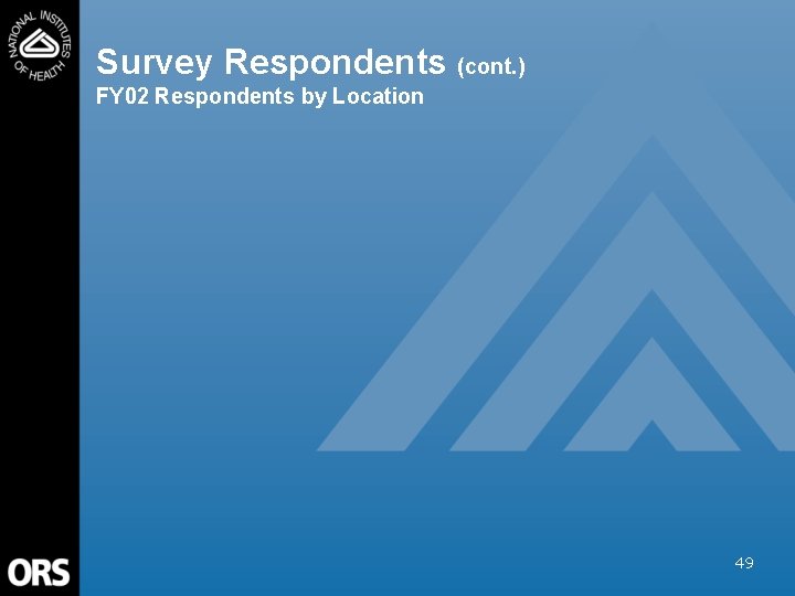 Survey Respondents (cont. ) FY 02 Respondents by Location 49 