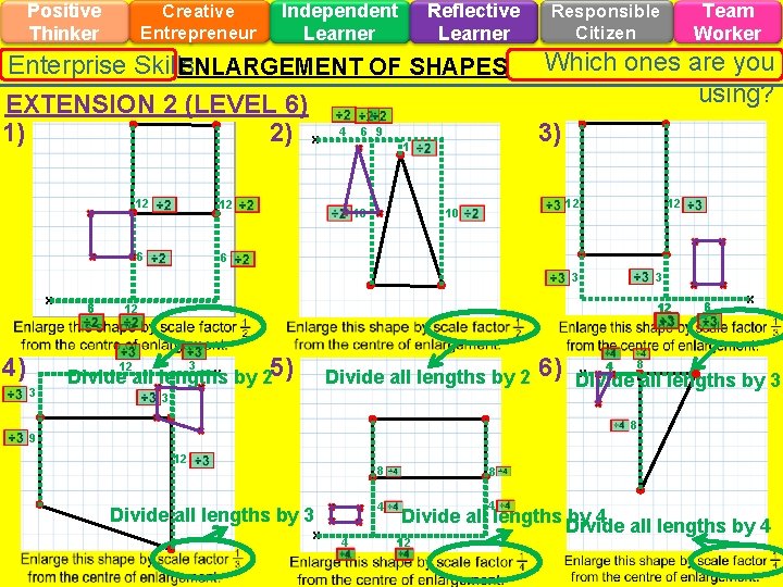 Positive Thinker Creative Entrepreneur Independent Learner Reflective Learner Enterprise Skills ENLARGEMENT OF SHAPES EXTENSION Positive Thinker Creative Entrepreneur Independent Learner Reflective Learner Enterprise Skills ENLARGEMENT OF SHAPES EXTENSION