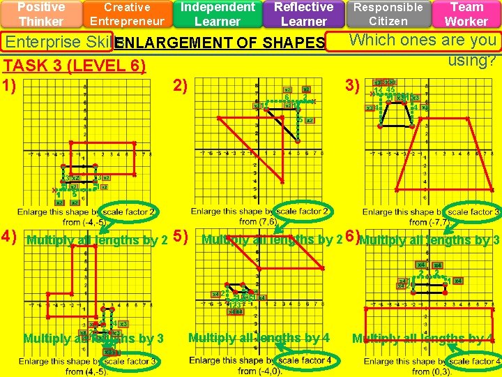 Positive Thinker Creative Entrepreneur Independent Learner Reflective Learner Enterprise Skills ENLARGEMENT OF SHAPES TASK