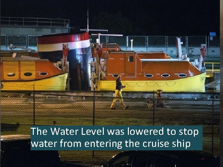 The Water Level was lowered to stop water from entering the cruise ship 