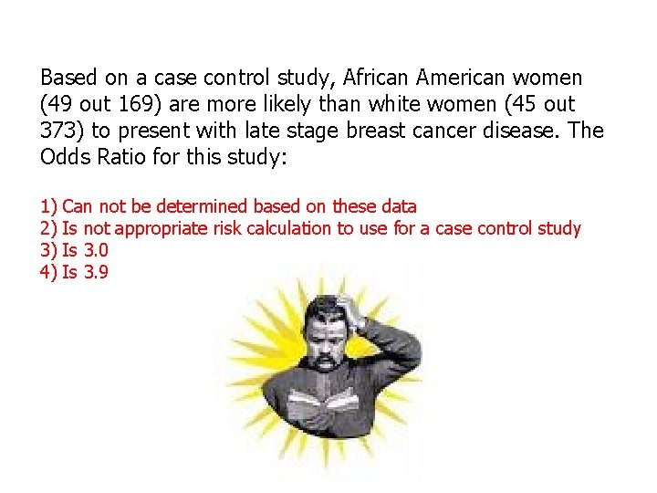 Based on a case control study, African American women (49 out 169) are more