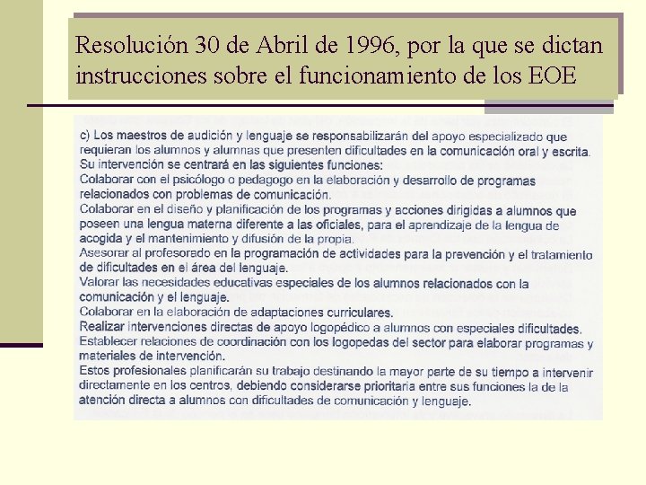 Resolución 30 de Abril de 1996, por la que se dictan instrucciones sobre el Resolución 30 de Abril de 1996, por la que se dictan instrucciones sobre el