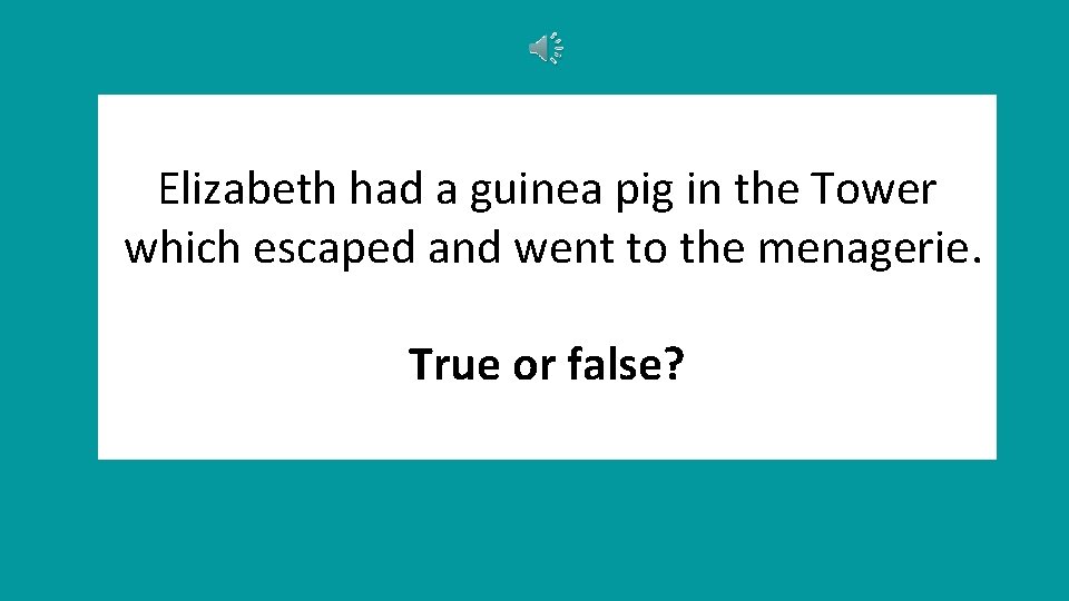 Elizabeth had a guinea pig in the Tower which escaped and went to the