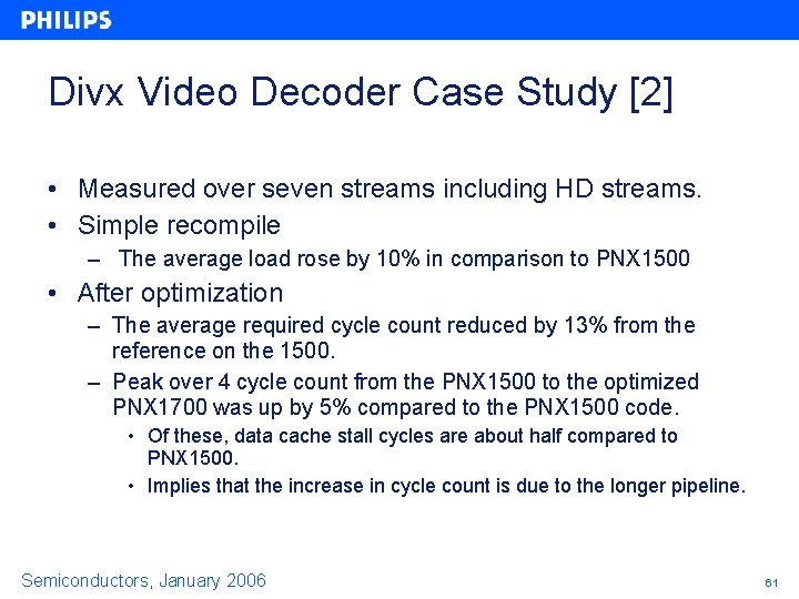 Divx Video Decoder Case Study [2] • Measured over seven streams including HD streams.