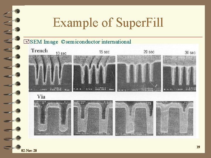 Example of Super. Fill +SEM Image ©semiconductor international 02 -Nov-20 39 Example of Super. Fill +SEM Image ©semiconductor international 02 -Nov-20 39