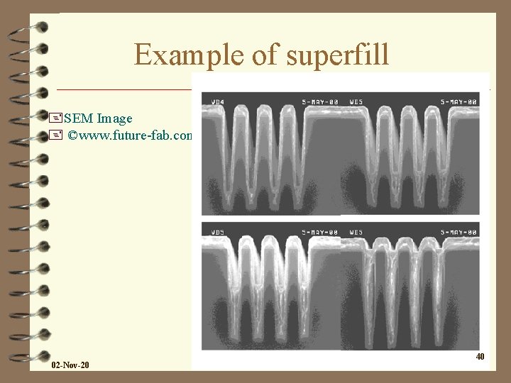 Example of superfill +SEM Image + ©www. future-fab. com 02 -Nov-20 40 Example of superfill +SEM Image + ©www. future-fab. com 02 -Nov-20 40