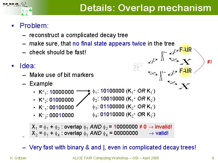 Details: Overlap mechanism • Problem: – reconstruct a complicated decay tree – make sure,