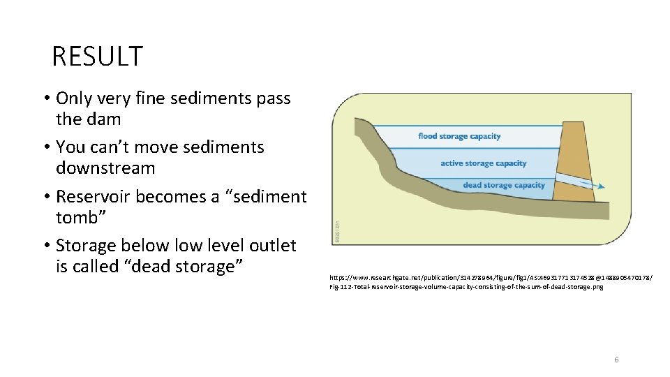 RESULT • Only very fine sediments pass the dam • You can’t move sediments