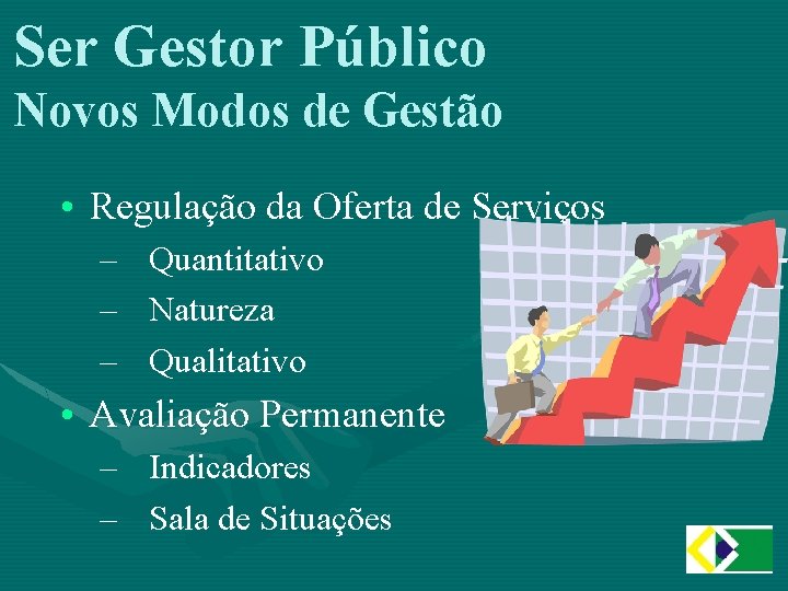 Ser Gestor Público Novos Modos de Gestão • Regulação da Oferta de Serviços –