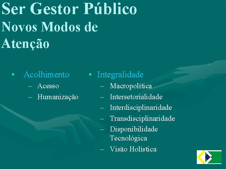 Ser Gestor Público Novos Modos de Atenção • Acolhimento – Acesso – Humanização •