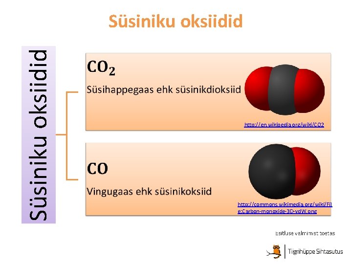 Süsiniku oksiidid http: //en. wikipedia. org/wiki/CO 2 http: //commons. wikimedia. org/wiki/Fil e: Carbon-monoxide-3 D-vd.
