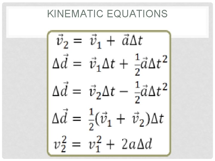 KINEMATIC EQUATIONS 