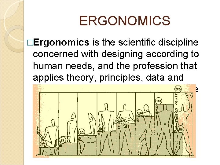 ERGONOMICS �Ergonomics is the scientific discipline concerned with designing according to human needs, and