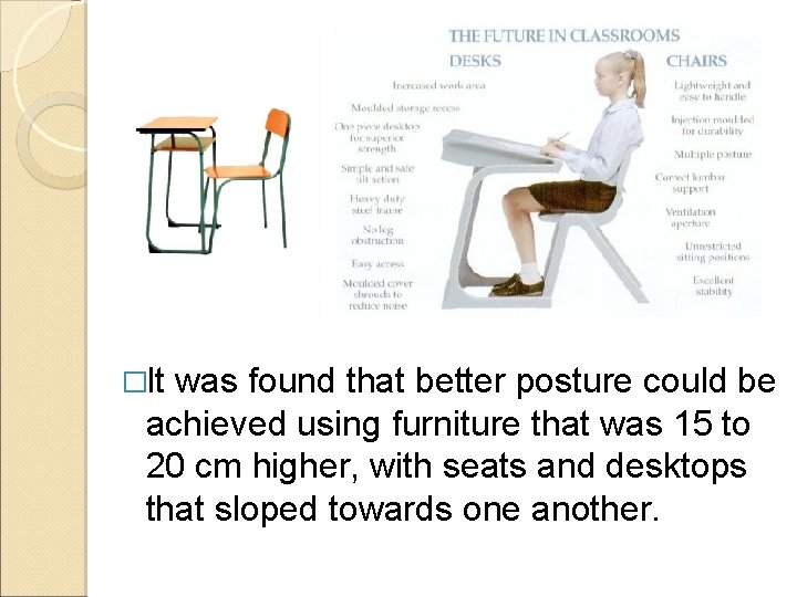 �It was found that better posture could be achieved using furniture that was 15