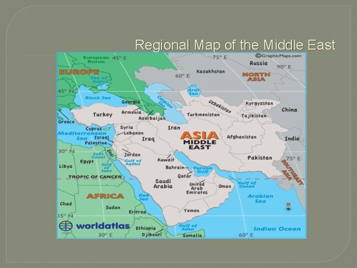 Regional Map of the Middle East 